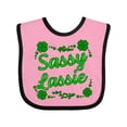 thumbnail image 1 of Inktastic Sassy Lassy with Green 4 Leaf Clovers Boys or Girls Baby Bib, 1 of 4