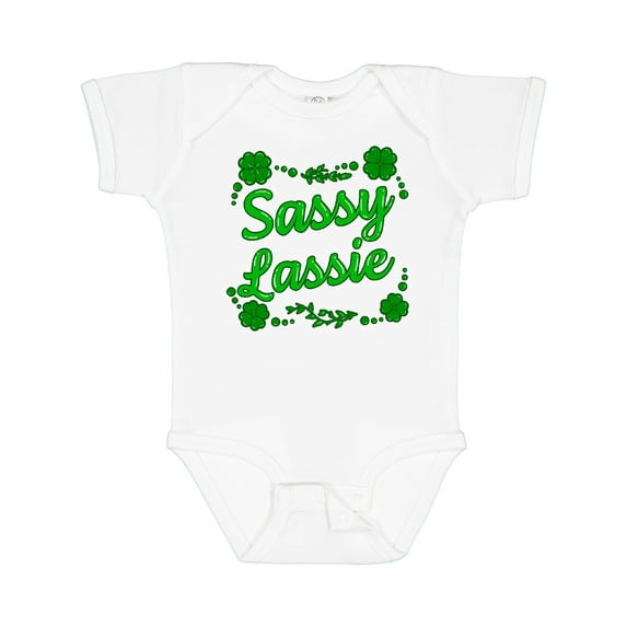 Inktastic Sassy Lassy with Green 4 Leaf Clovers Boys or Girls Baby Bodysuit