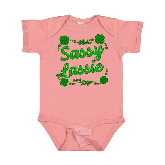 Inktastic Sassy Lassy with Green 4 Leaf Clovers Boys or Girls Baby Bodysuit