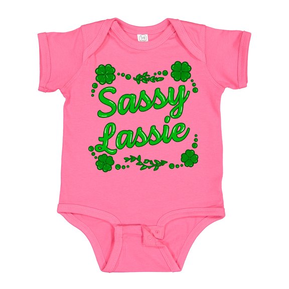 Inktastic Sassy Lassy with Green 4 Leaf Clovers Boys or Girls Baby Bodysuit