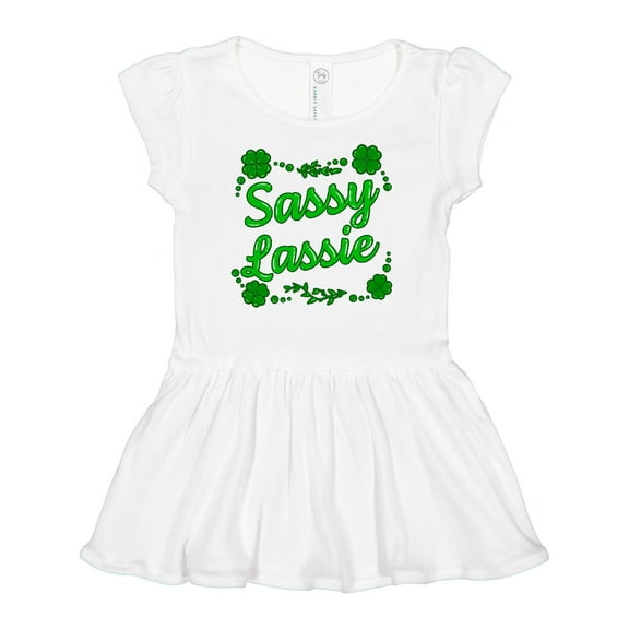 Inktastic Sassy Lassy with Green 4 Leaf Clovers Girls Baby Dress