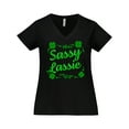 thumbnail image 1 of Inktastic Sassy Lassy with Green 4 Leaf Clovers Women's Plus Size V-Neck T-Shirt, 1 of 5