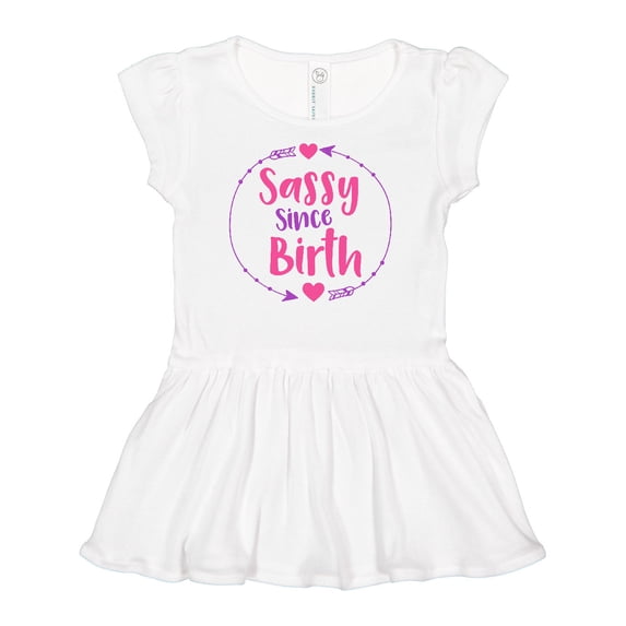 Inktastic Sassy Since Birth, Arrows, Hearts - Pink Purple Girls Baby Dress