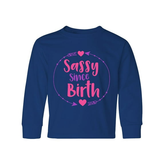 Inktastic Sassy Since Birth, Arrows, Hearts - Pink Purple Long Sleeve Youth T-Shirt