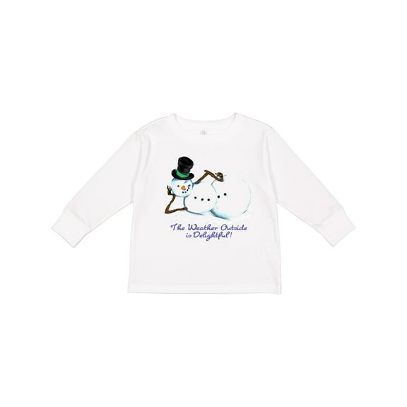 Inktastic Sassy Snowman The Weather Outside is Delightful Boys or Girls Long Sleeve Toddler T-Shirt
