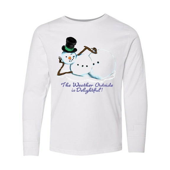 Inktastic Sassy Snowman The Weather Outside is Delightful Long Sleeve Youth T-Shirt