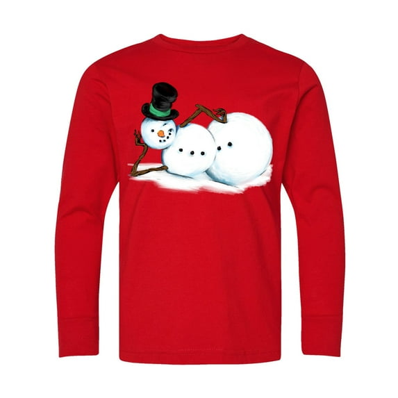 Inktastic Sassy Snowman in Top Hat Long Sleeve Youth T-Shirt