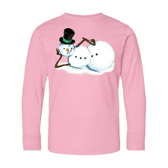 Inktastic Sassy Snowman in Top Hat Long Sleeve Youth T-Shirt
