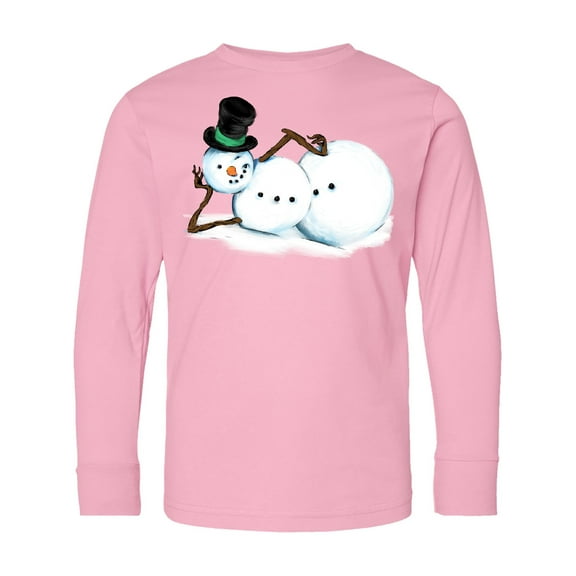 Inktastic Sassy Snowman in Top Hat Long Sleeve Youth T-Shirt