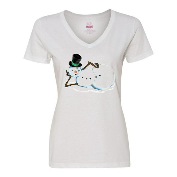 Inktastic Sassy Snowman in Top Hat Women's V-Neck T-Shirt