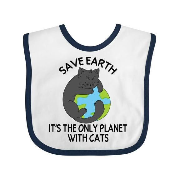 Inktastic Save Earth It's the Only Planet with Cats with Black Cat Boys or Girls Baby Bib