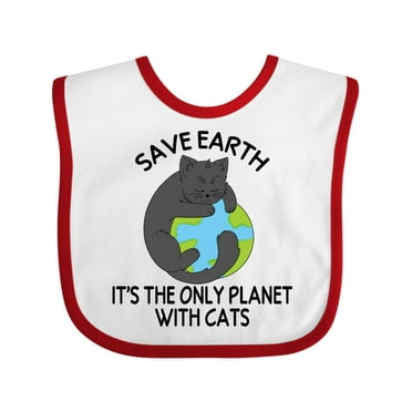 Inktastic Save Earth It's the Only Planet with Cats with Black Cat Boys or Girls Baby Bib