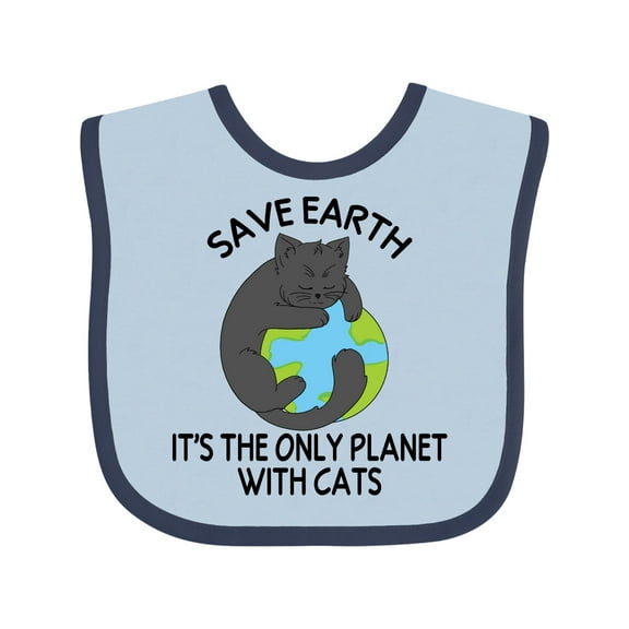 Inktastic Save Earth It's the Only Planet with Cats with Black Cat Boys or Girls Baby Bib