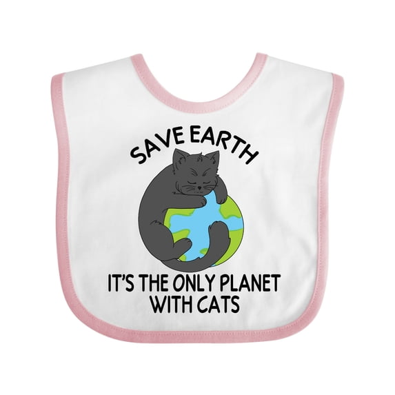 Inktastic Save Earth It's the Only Planet with Cats with Black Cat Boys or Girls Baby Bib