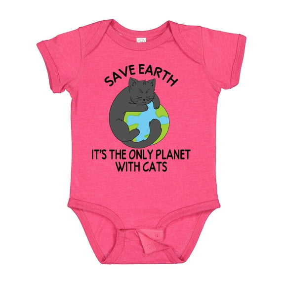 Inktastic Save Earth It's the Only Planet with Cats with Black Cat Boys or Girls Baby Bodysuit