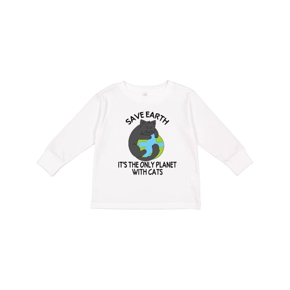 Inktastic Save Earth It's the Only Planet with Cats with Black Cat Boys or Girls Long Sleeve Toddler T-Shirt