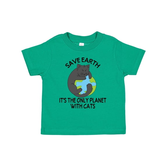Inktastic Save Earth It's the Only Planet with Cats with Black Cat Boys or Girls Toddler T-Shirt