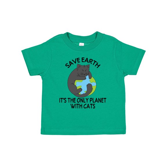 Inktastic Save Earth It's the Only Planet with Cats with Black Cat Boys or Girls Toddler T-Shirt