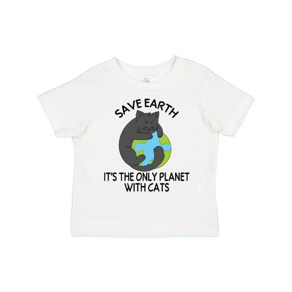 Inktastic Save Earth It's the Only Planet with Cats with Black Cat Boys or Girls Toddler T-Shirt