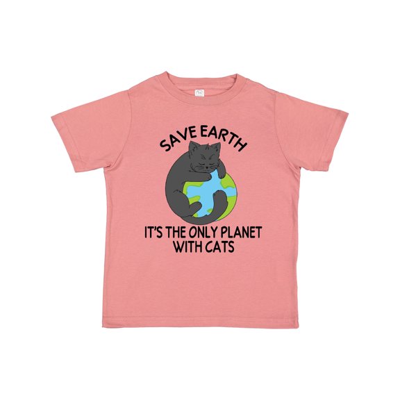 Inktastic Save Earth It's the Only Planet with Cats with Black Cat Boys or Girls Toddler T-Shirt