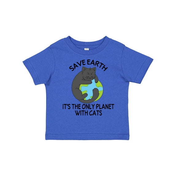 Inktastic Save Earth It's the Only Planet with Cats with Black Cat Boys or Girls Toddler T-Shirt