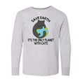 thumbnail image 1 of Inktastic Save Earth It's the Only Planet with Cats with Black Cat Long Sleeve Youth T-Shirt, 1 of 5