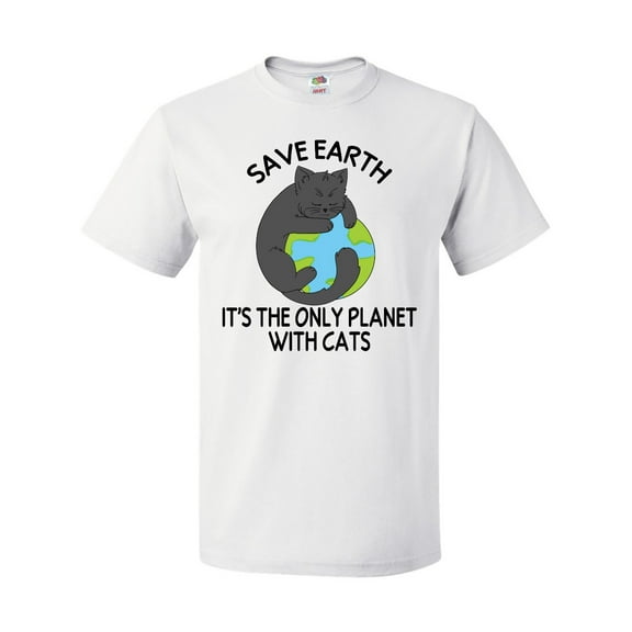 Inktastic Save Earth It's the Only Planet with Cats with Black Cat T-Shirt