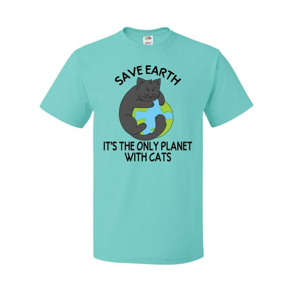 Inktastic Save Earth It's the Only Planet with Cats with Black Cat T-Shirt