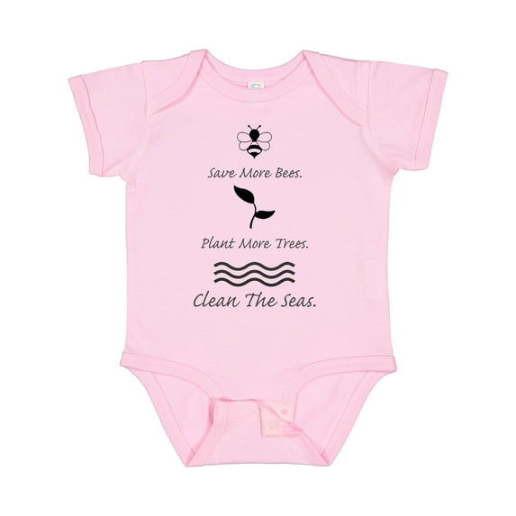 Inktastic Save More Bees Plant More Trees Clean the Seas Boys or Girls Baby Bodysuit