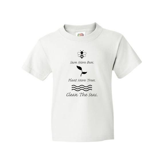 Inktastic Save More Bees Plant More Trees Clean the Seas Youth T-Shirt