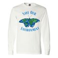 thumbnail image 1 of Inktastic Save Our Environment Earth Butterfly Long Sleeve T-Shirt, 1 of 5