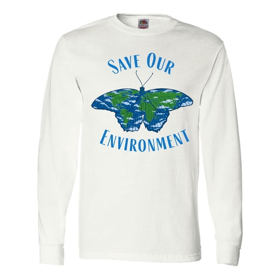 Inktastic Save Our Environment Earth Butterfly Long Sleeve T-Shirt
