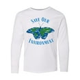 thumbnail image 1 of Inktastic Save Our Environment Earth Butterfly Long Sleeve Youth T-Shirt, 1 of 5