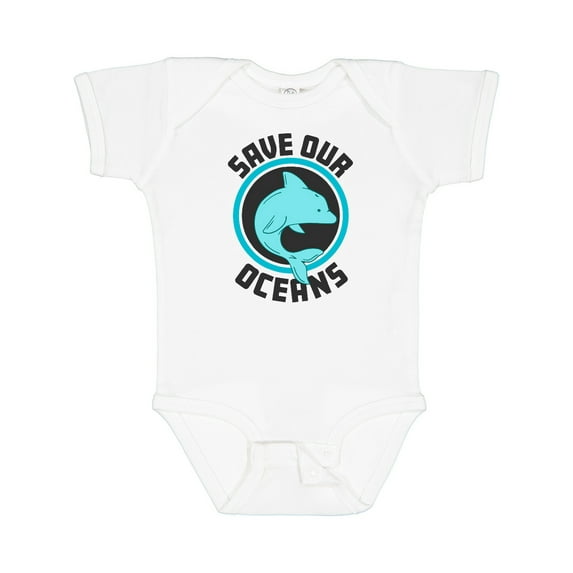 Inktastic Save Our Oceans with Dolphin Boys or Girls Baby Bodysuit
