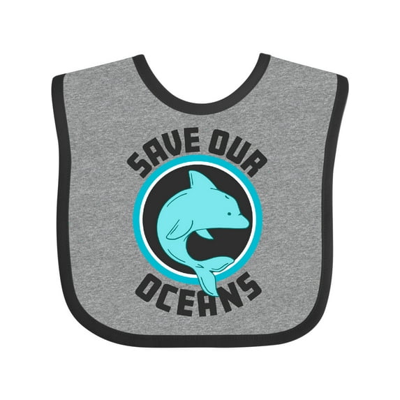 Inktastic Save our Oceans with Dolphin Boys or Girls Baby Bib
