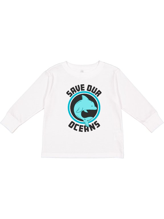 Save our Oceans with Dolphin Boys or Girls Long Sleeve Toddler T-Shirt