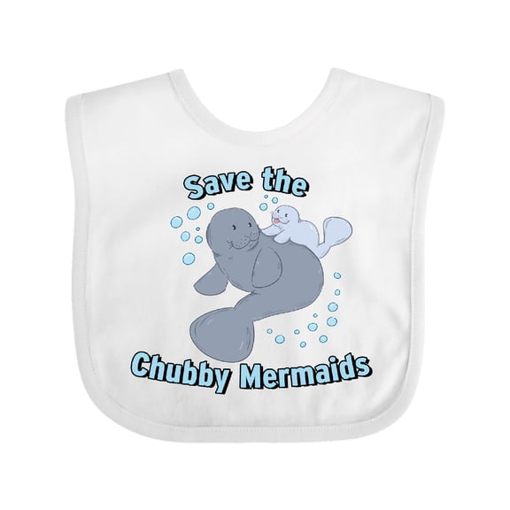 Inktastic Save the Chubby Mermaids with Cute Manatees Boys or Girls Baby Bib