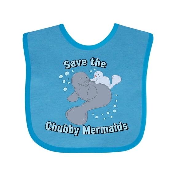 Inktastic Save the Chubby Mermaids with Cute Manatees Boys or Girls Baby Bib