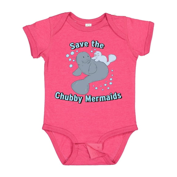 Inktastic Save the Chubby Mermaids with Cute Manatees Boys or Girls Baby Bodysuit