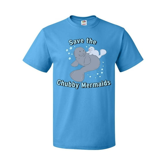 Inktastic Save the Chubby Mermaids with Cute Manatees T-Shirt