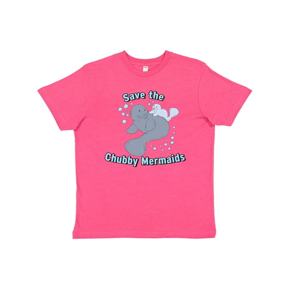 Inktastic Save the Chubby Mermaids with Cute Manatees Youth T-Shirt