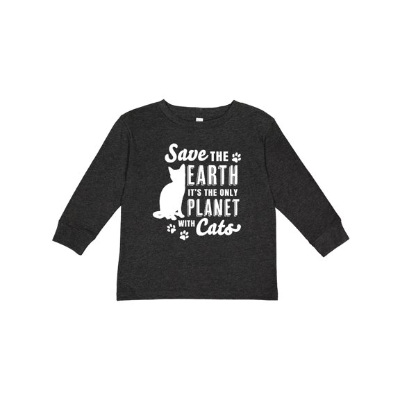 Inktastic Save the Earth It's the Only Planet with Cats with Pawprints Boys or Girls Long Sleeve Toddler T-Shirt