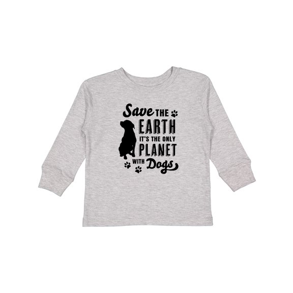 Inktastic Save the Earth It's the Only Planet with Dogs with Pawprints Boys or Girls Long Sleeve Toddler T-Shirt