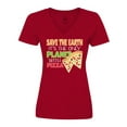 thumbnail image 1 of Inktastic Save the Earth. Its the Only Planet with Pizza. Women's V-Neck T-Shirt, 1 of 5