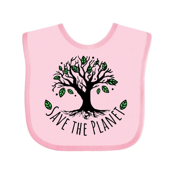 Inktastic Save the Planet Tree Design with Green Leaves Boys or Girls Baby Bib