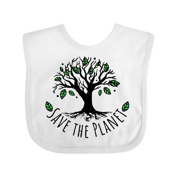 Inktastic Save the Planet Tree Design with Green Leaves Boys or Girls Baby Bib
