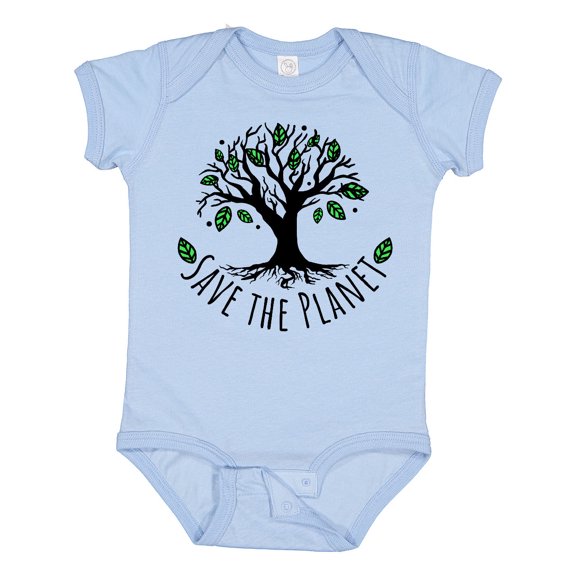 Inktastic Save the Planet Tree Design with Green Leaves Boys or Girls Baby Bodysuit