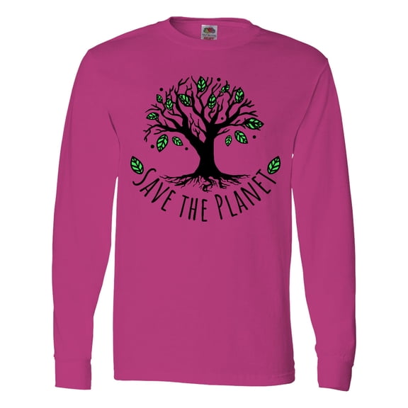 Inktastic Save the Planet Tree Design with Green Leaves Long Sleeve T-Shirt