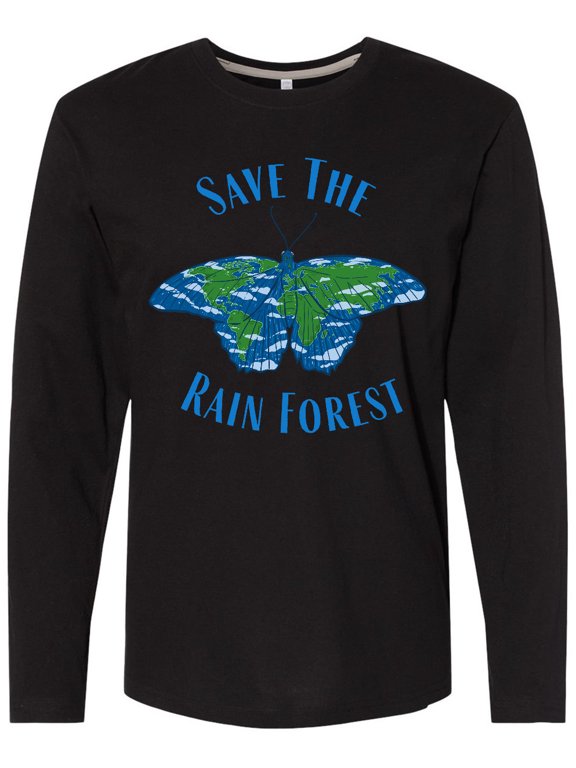 Save the Rain Forest Earth Butterfly Long Sleeve T-Shirt
