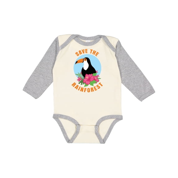 Inktastic Save the Rainforest Toucan Illustration Boys or Girls Long Sleeve Baby Bodysuit